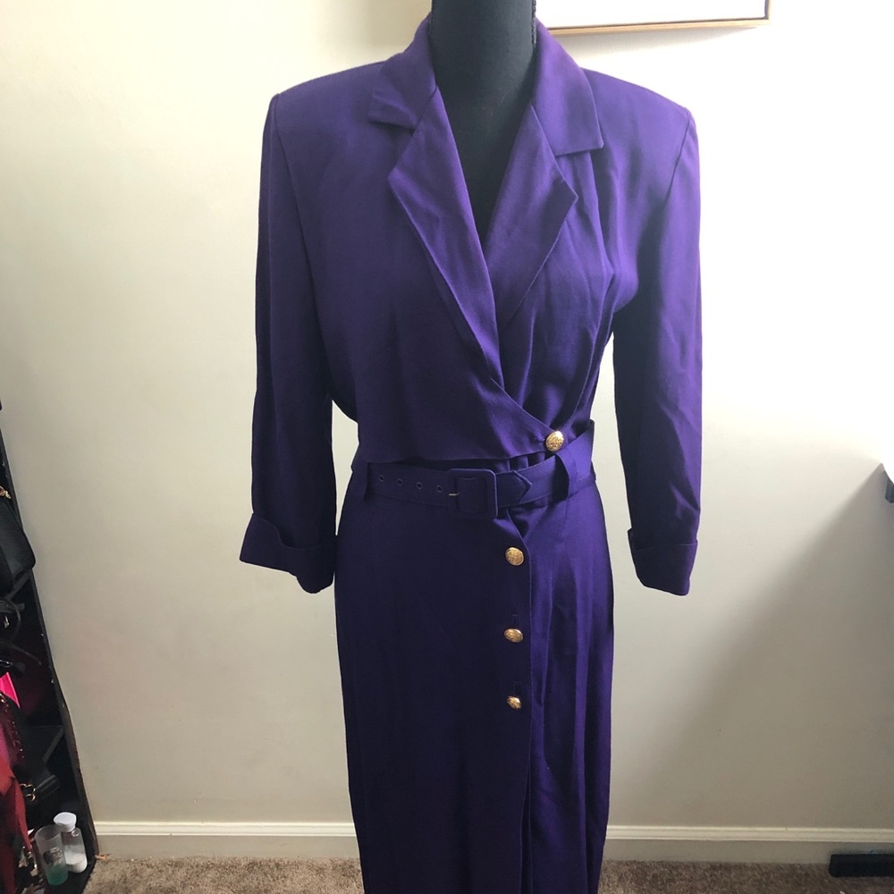 Long Purple Trench Dress
